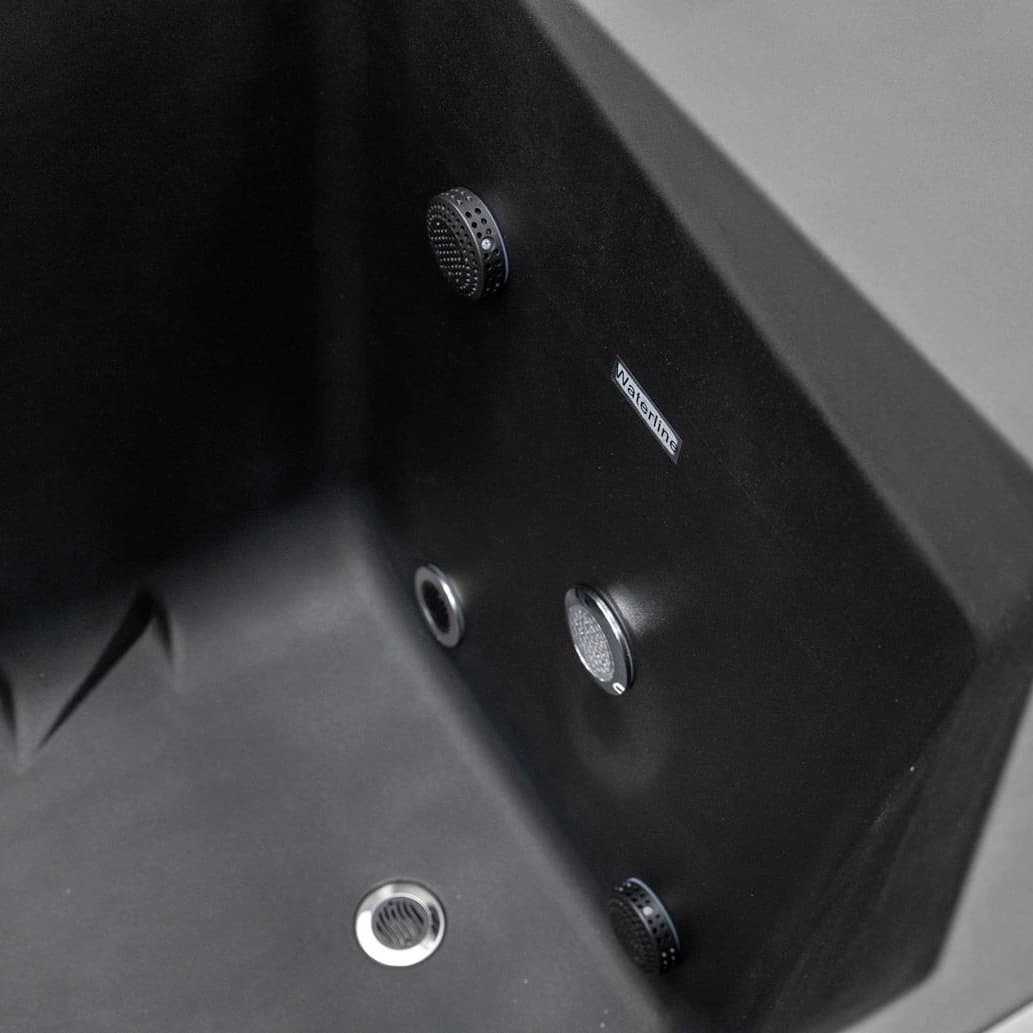 Chill Tubs Lite cold plunge interior showing the waterline marker, drain and fittings