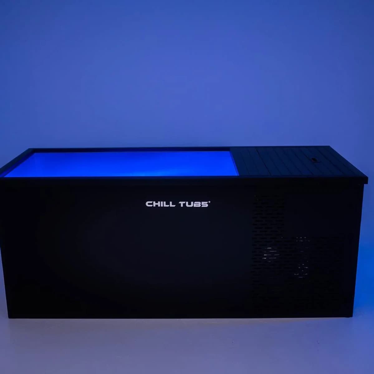 Top and side of the Original cold plunge under blue studio lighting