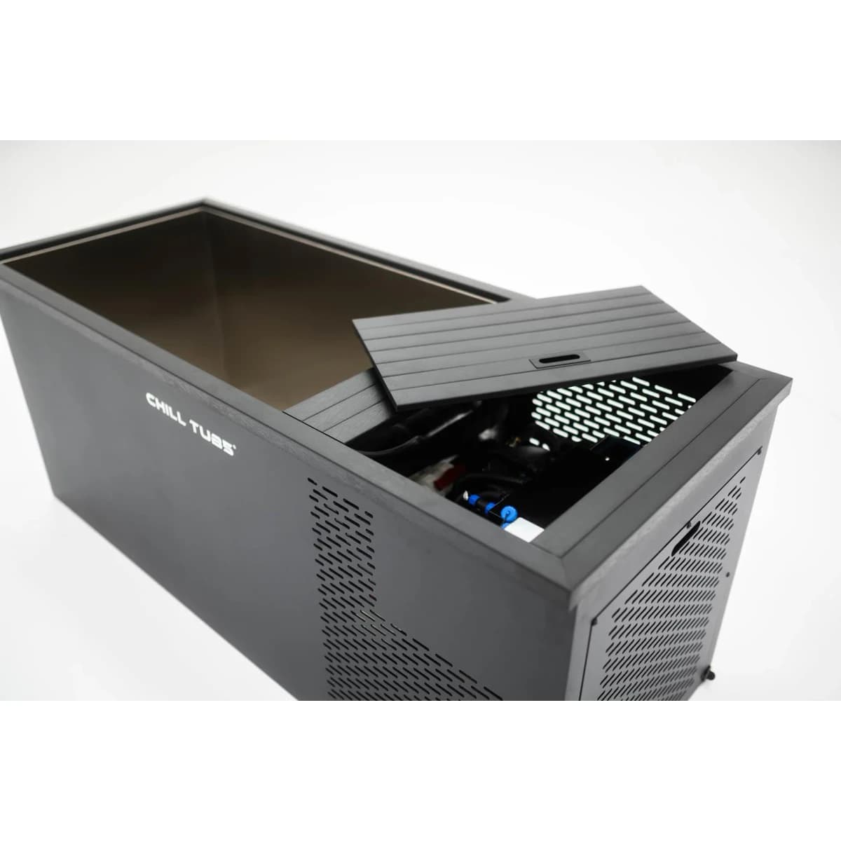 Open service compartment beside the Original cold plunge basin