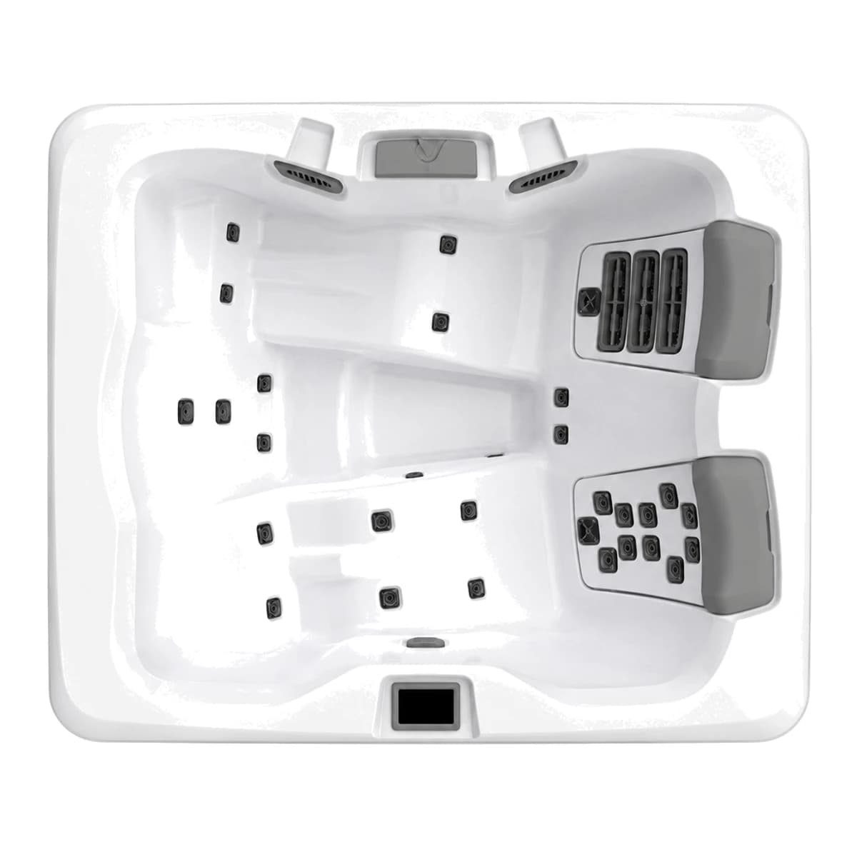 Bullfrog Spas A5D, empty top-down view showing the interior and jets on a white background