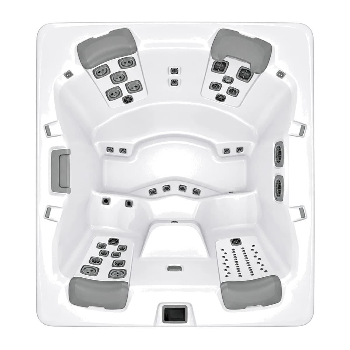 Bullfrog Spas A6, empty top-down view showing the interior and jets on a white background
