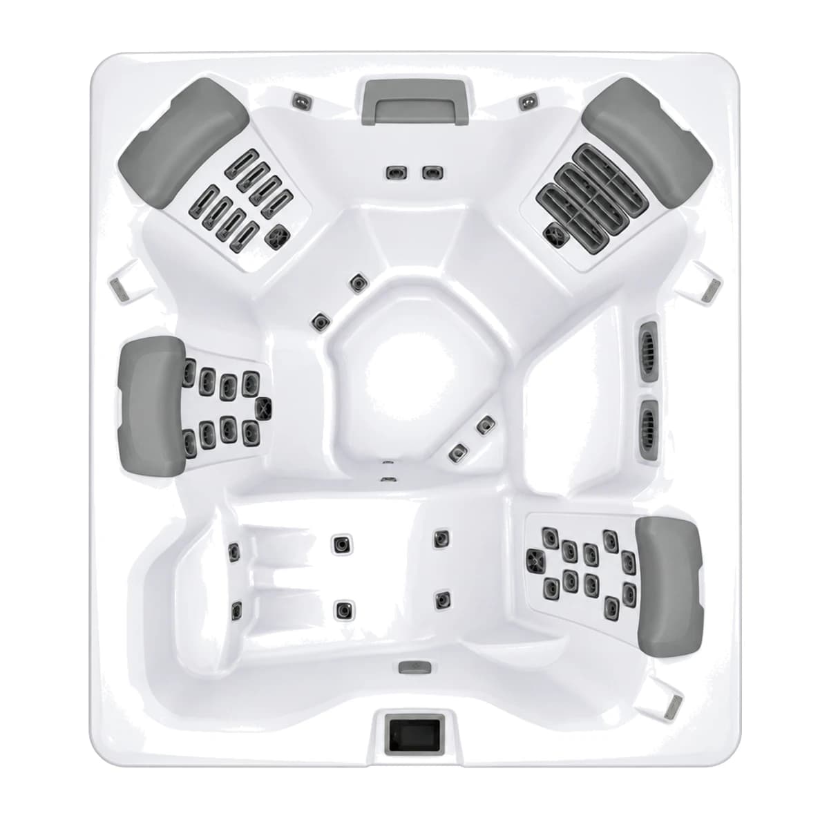 Bullfrog Spas A6L, empty top-down view showing the interior and jets on a white background