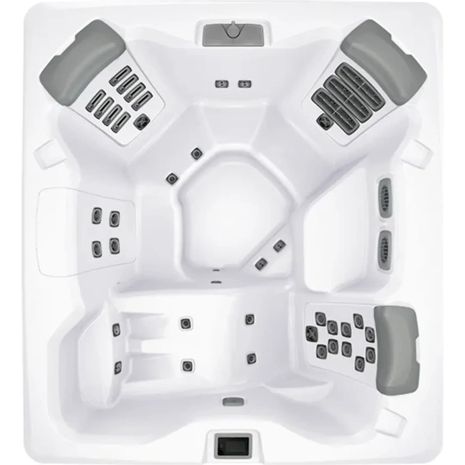 Bullfrog Spas A6L hot tub, official overhead seating view on a white background