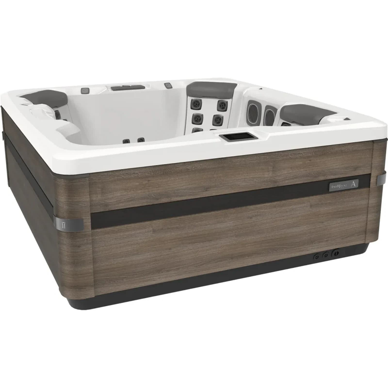 Bullfrog Spas A6L hot tub in Timber finish, official three-quarter product view