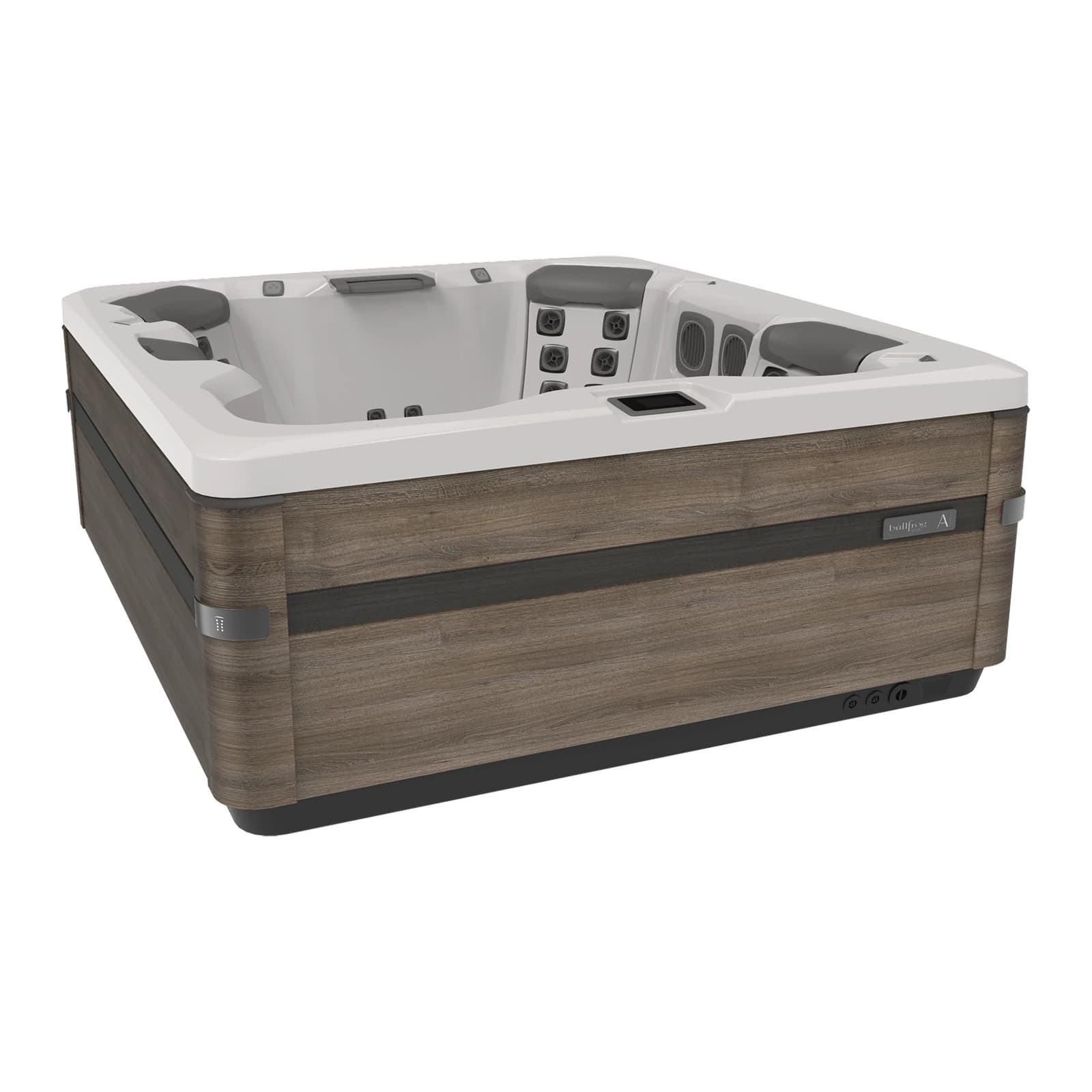 Bullfrog Spas A6L hot tub, official three-quarter product view on a white background