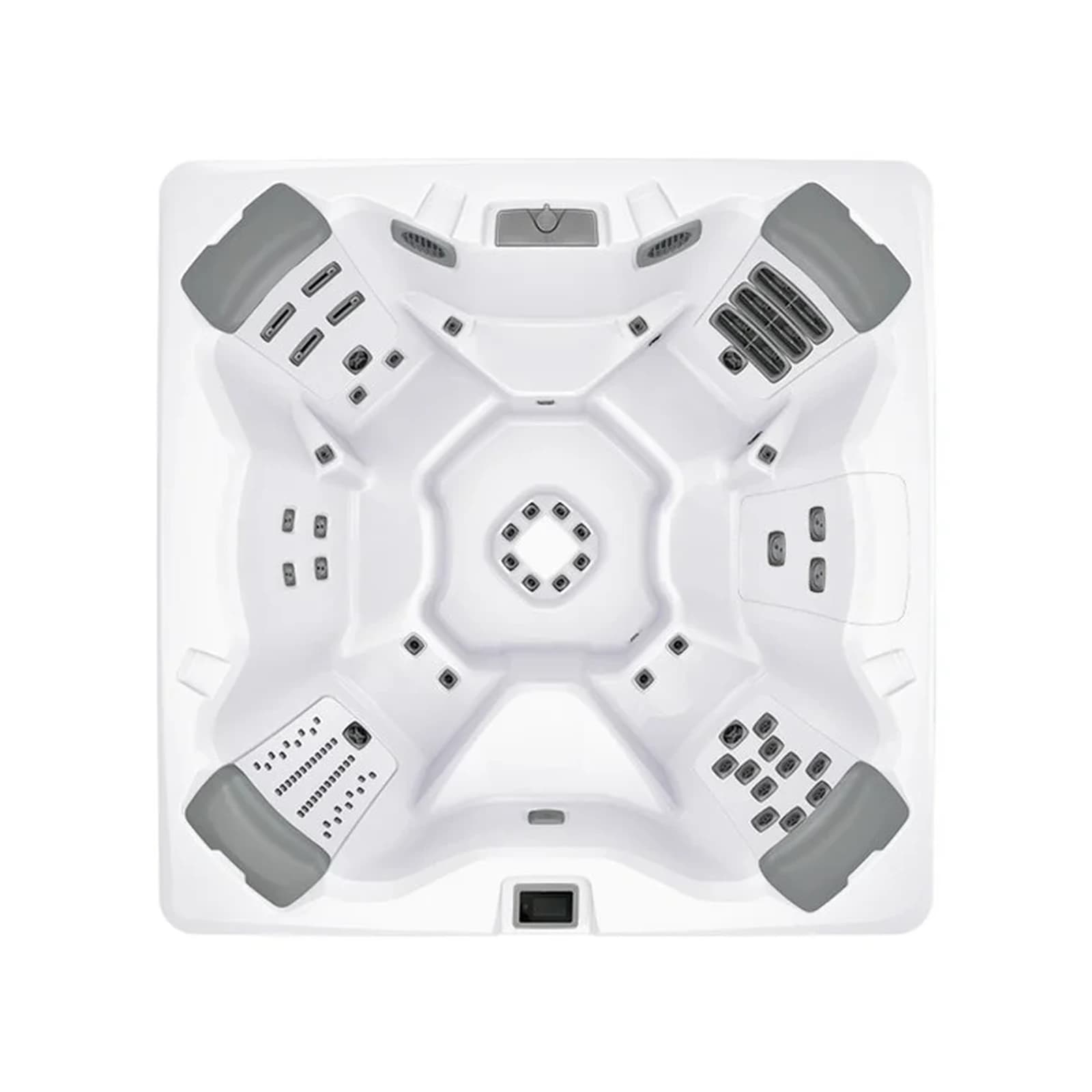 Bullfrog Spas A7 hot tub, official overhead seating view on a white background