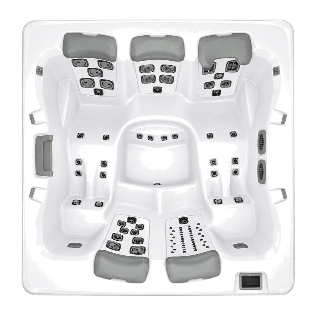 Bullfrog Spas A7D, empty top-down view showing the interior and jets on a white background