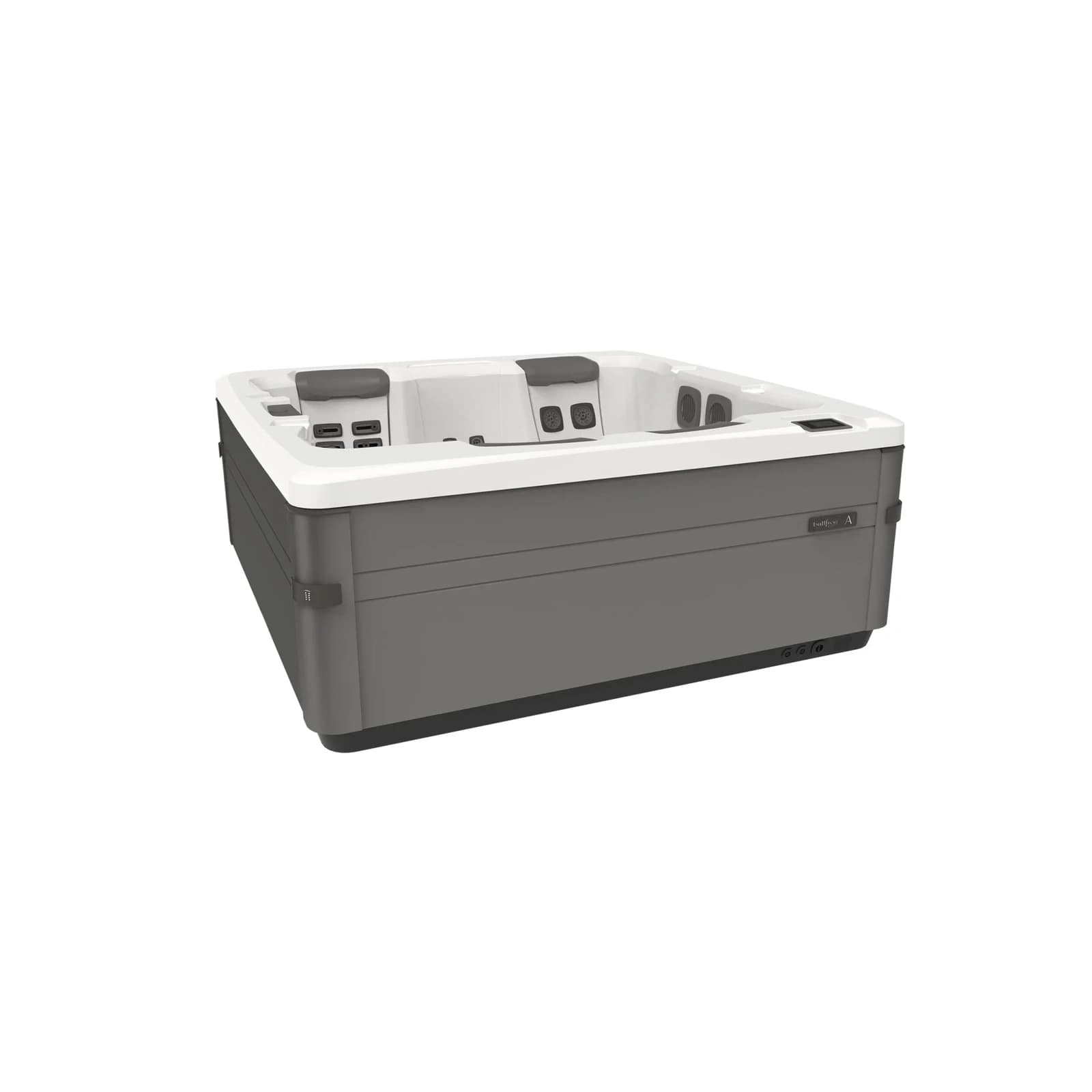 Bullfrog Spas A7D hot tub in Coastal Gray finish, official three-quarter product view