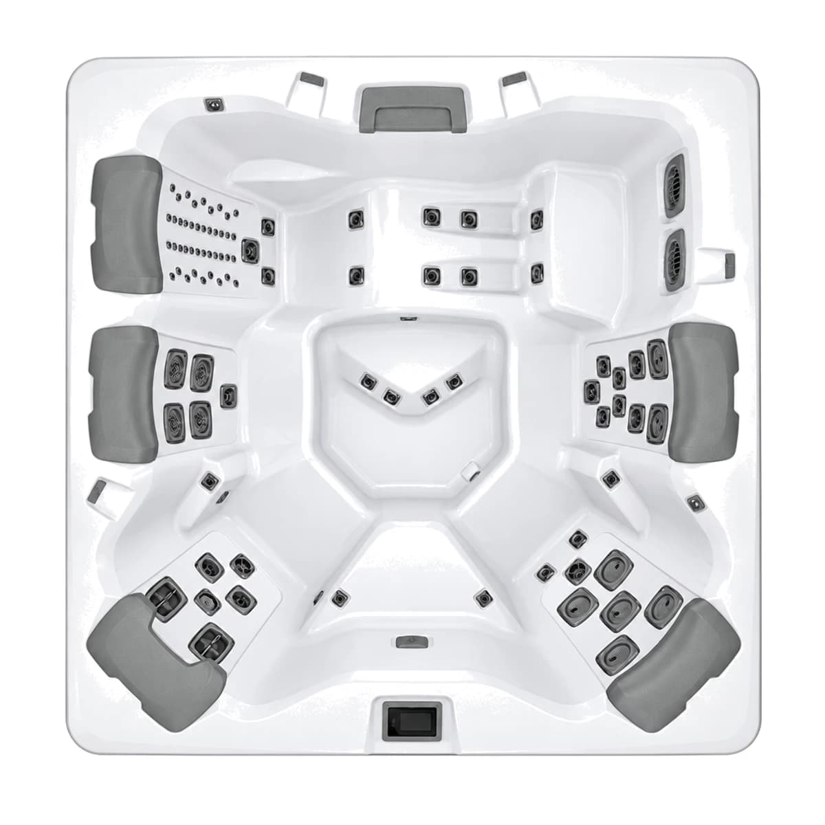 Bullfrog Spas A7L, empty top-down view showing the interior and jets on a white background