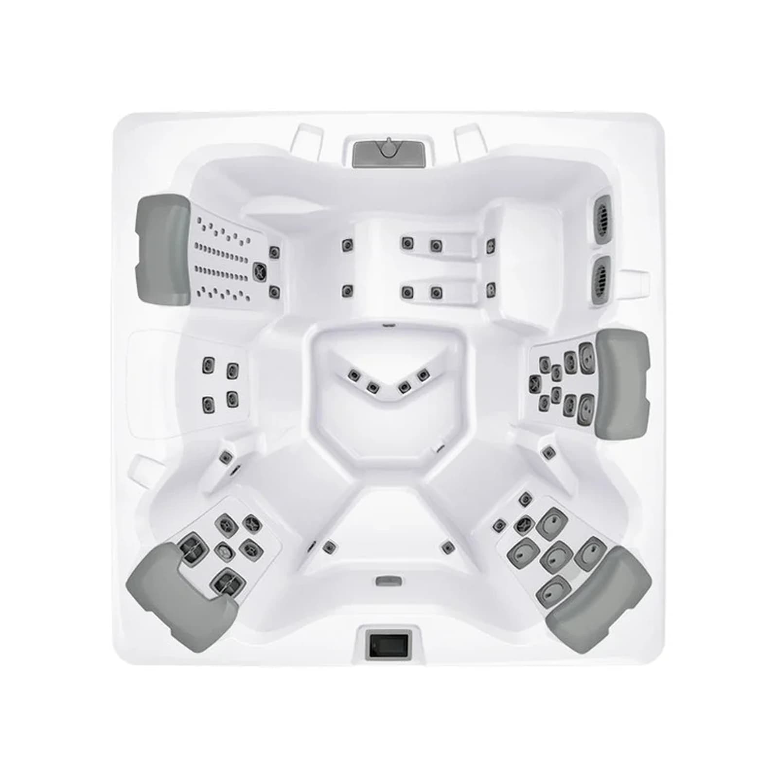 Bullfrog Spas A7L hot tub, official overhead seating view on a white background