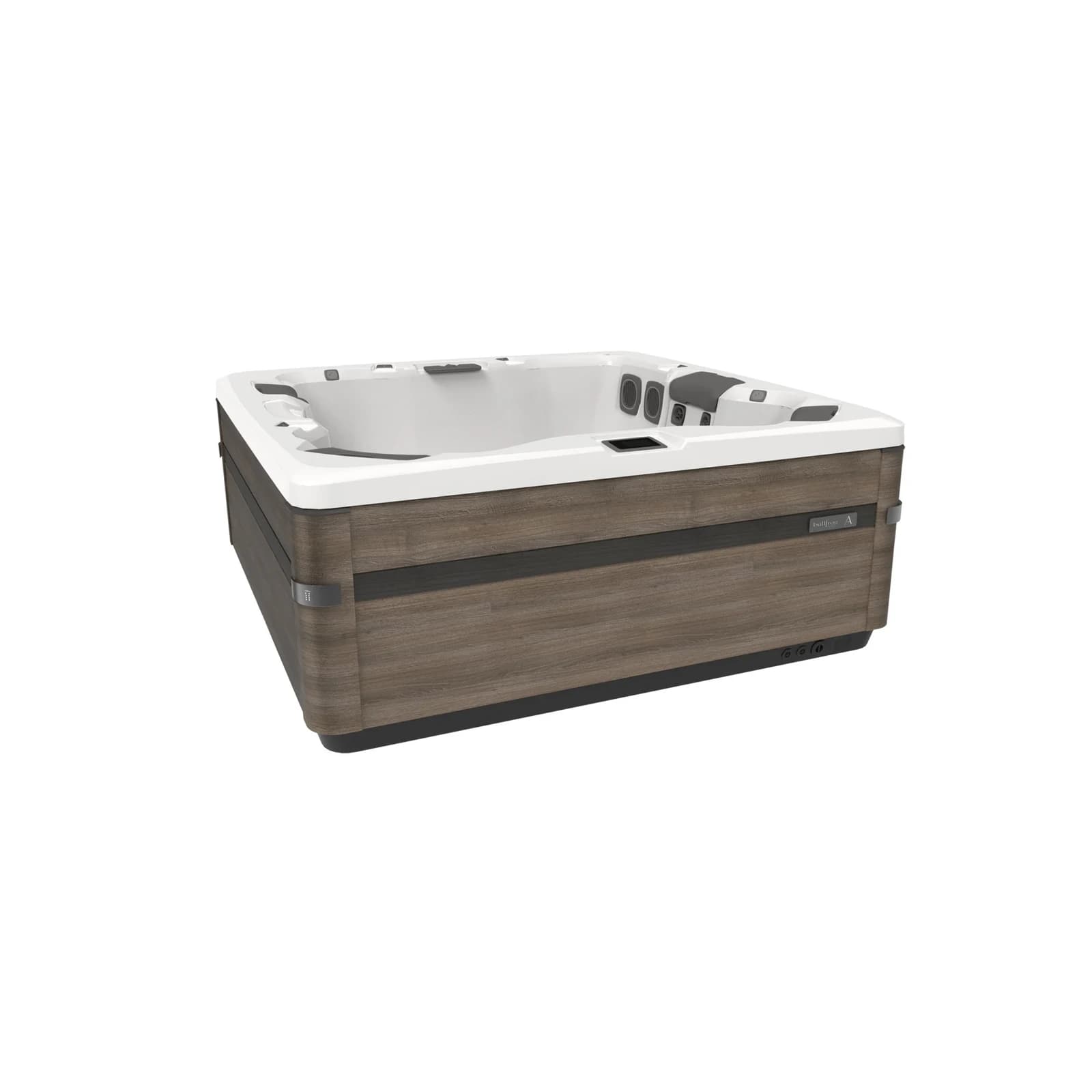 Bullfrog Spas A7L hot tub in Timber finish, official three-quarter product view