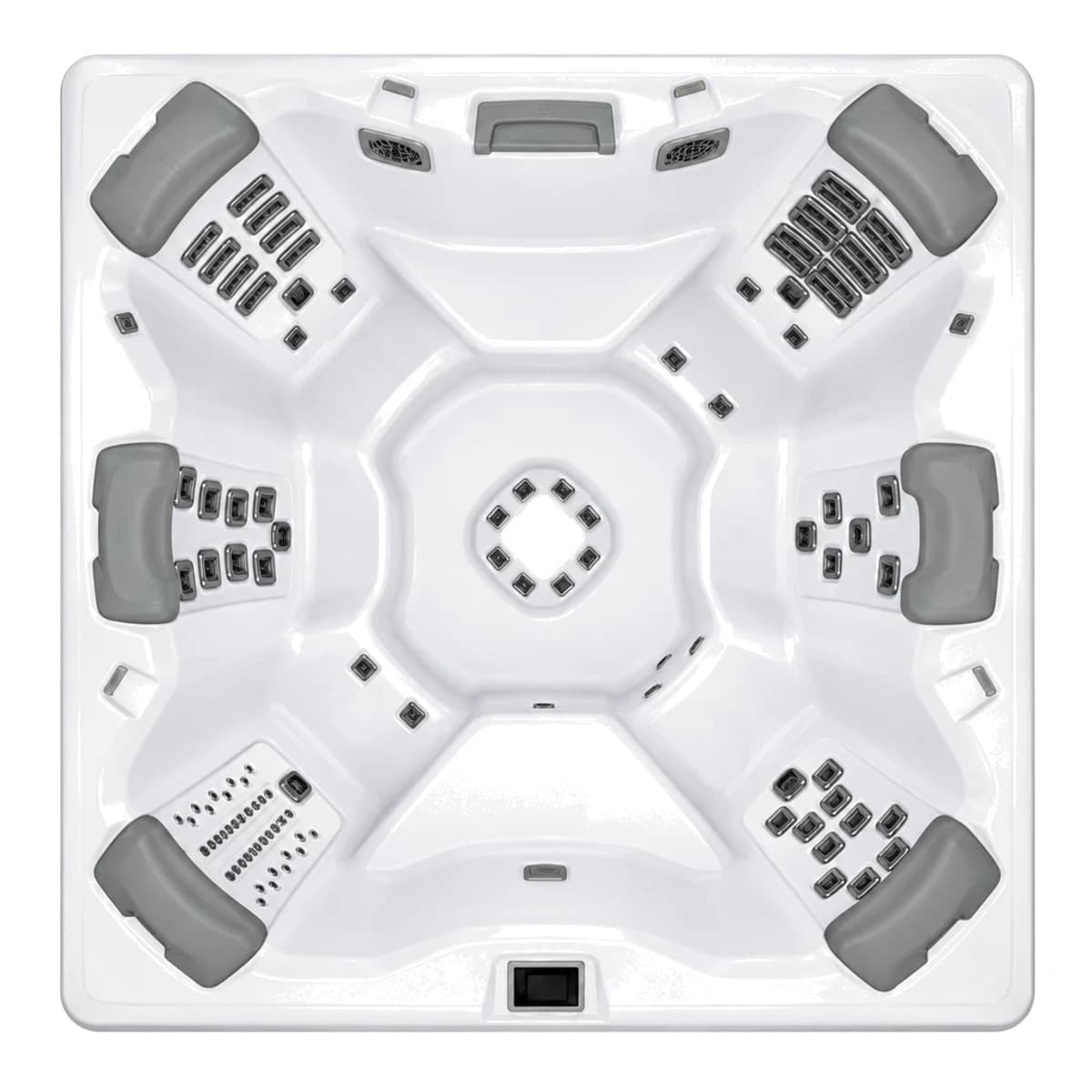 Bullfrog Spas A8, empty top-down view showing the interior and jets on a white background