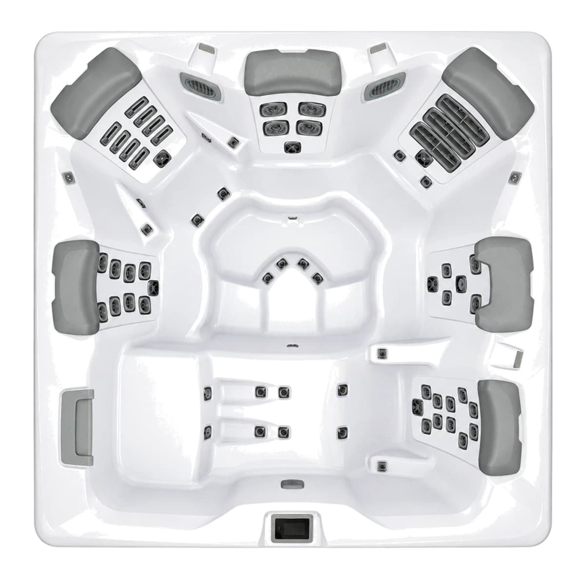 Bullfrog Spas A8L, empty top-down view showing the interior and jets on a white background