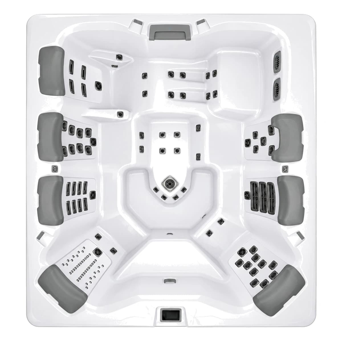 Bullfrog Spas A9L, empty top-down view showing the interior and jets on a white background