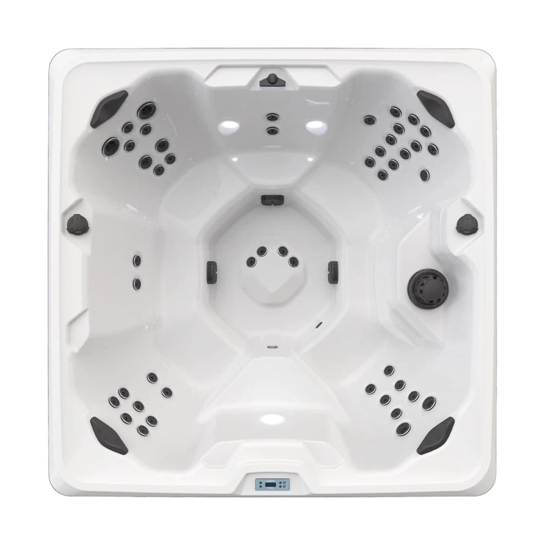 Bullfrog Spas Calm 7, empty top-down view showing the interior and jets on a white background