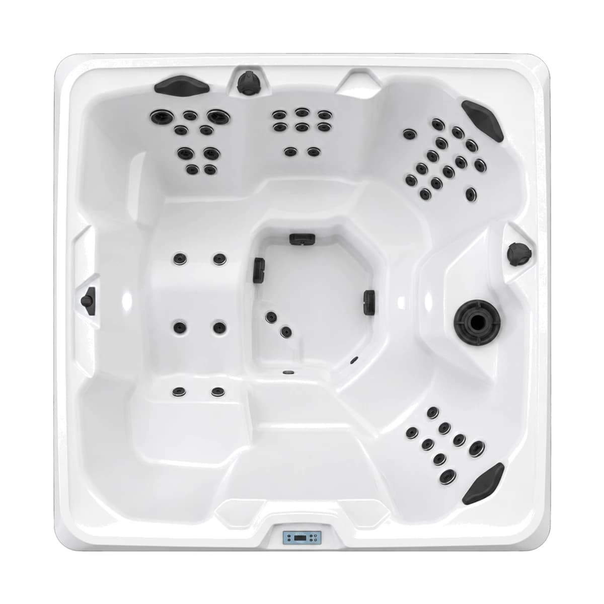 Bullfrog Spas Calm 7L, empty top-down view showing the interior and jets on a white background