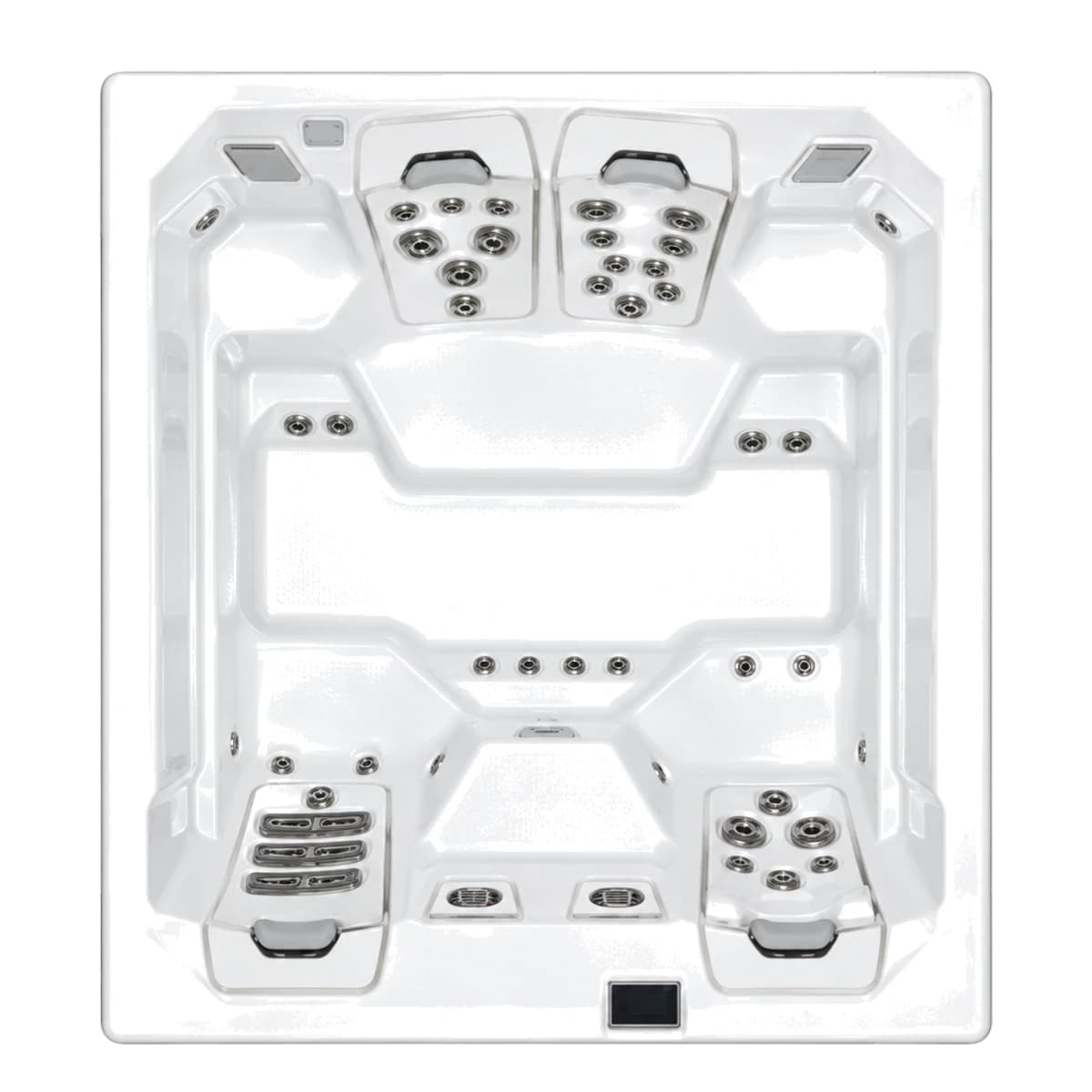 Bullfrog Spas M6, empty top-down view showing the interior and jets on a white background