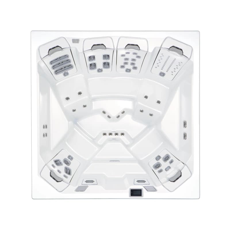 Bullfrog Spas M7 hot tub, official overhead product view on a white background