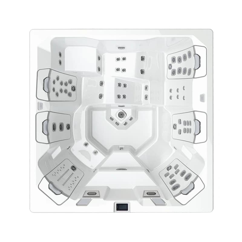 Bullfrog Spas M8 hot tub, official overhead product view on a white background