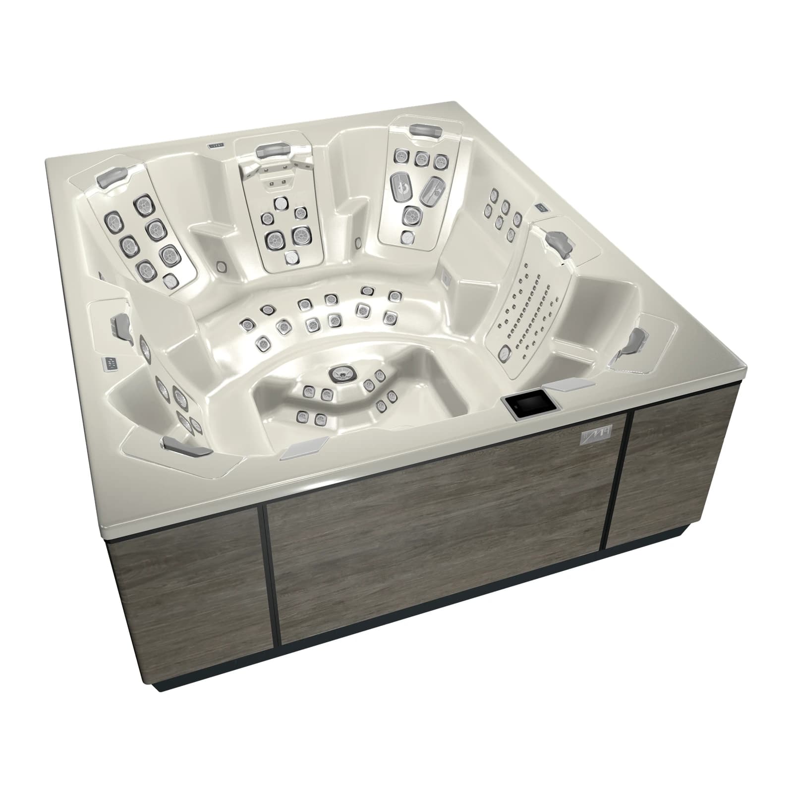 Bullfrog Spas M9 hot tub, official three-quarter product view on a white background