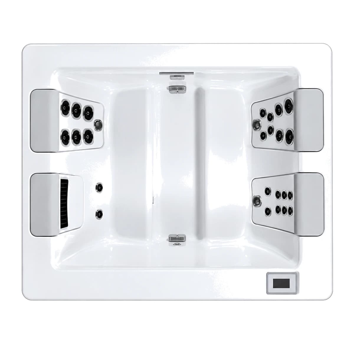 Bullfrog Spas STIL5, empty top-down view showing the interior and jets on a white background