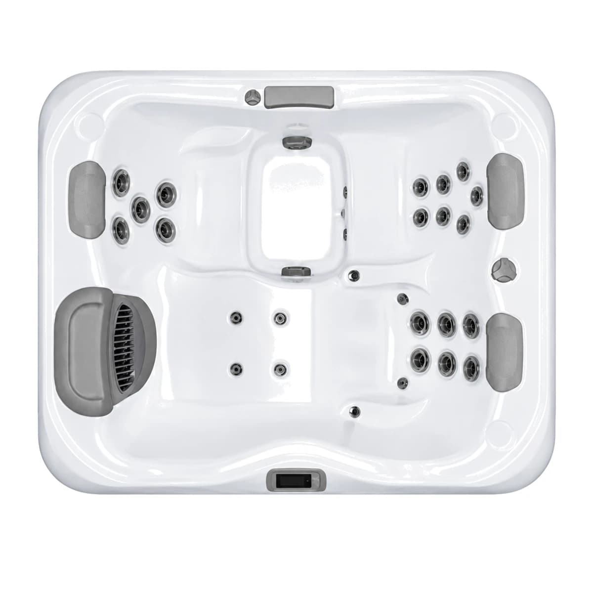 Bullfrog Spas X5L, empty top-down view showing the interior and jets on a white background