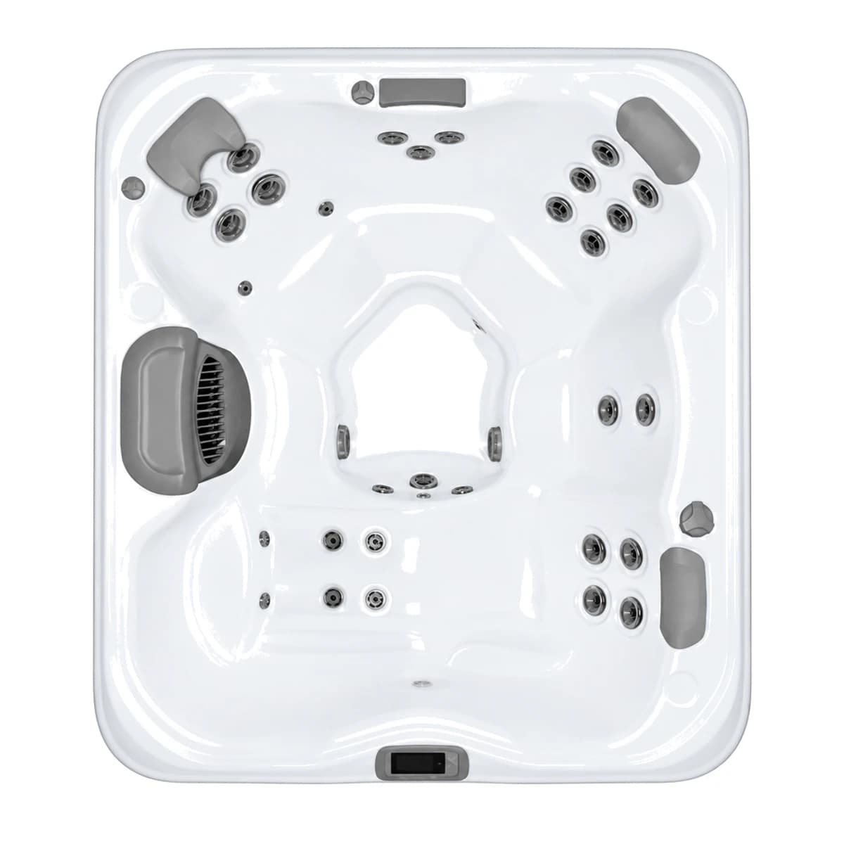 Bullfrog Spas X6L, empty top-down view showing the interior and jets on a white background