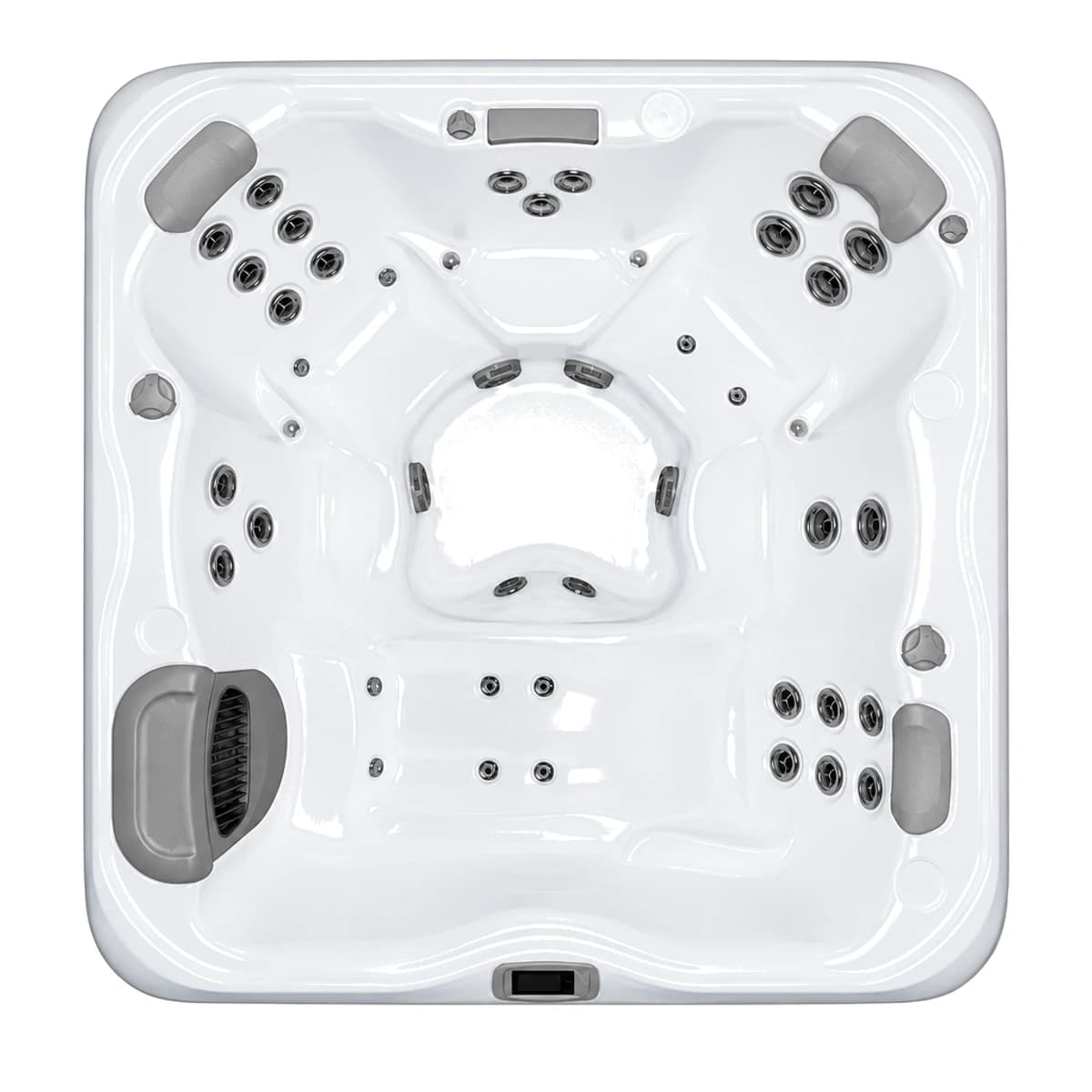 Bullfrog Spas X7L, empty top-down view showing the interior and jets on a white background