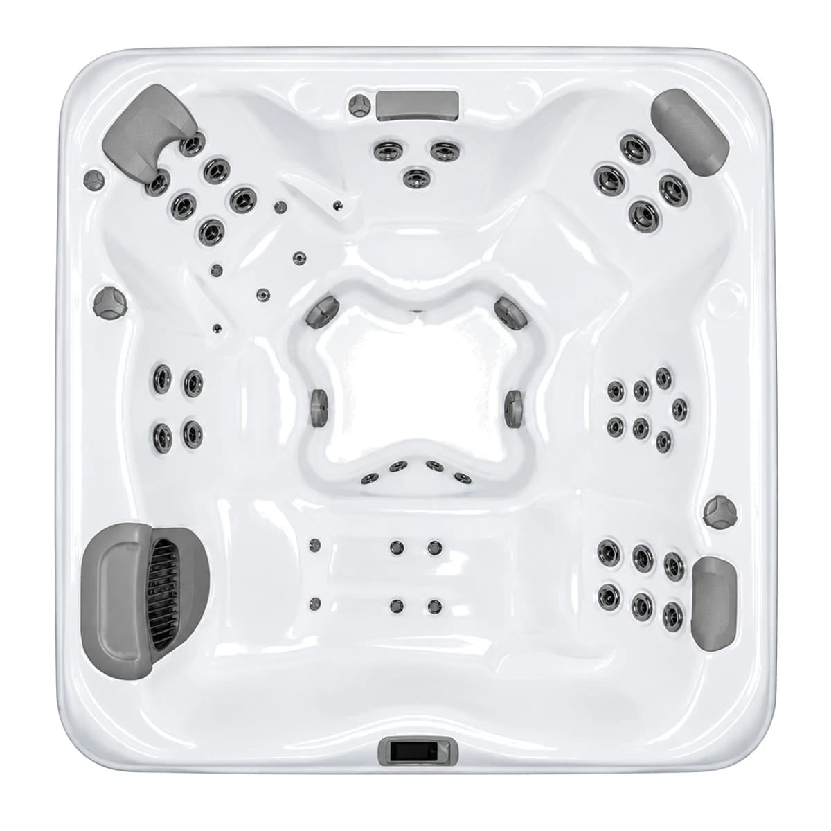 Bullfrog Spas X8L, empty top-down view showing the interior and jets on a white background