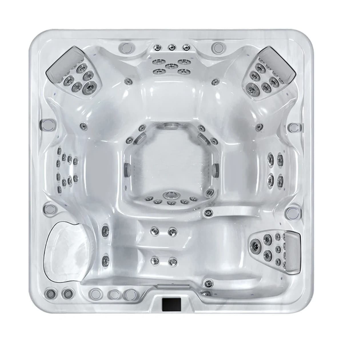 Olympus Spas Athena, empty top-down view showing the interior and jets on a white background