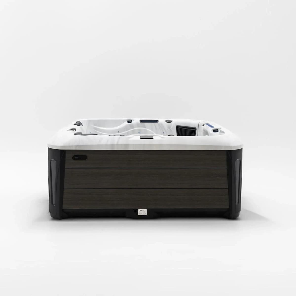 Platinum Spas Barcelona hot tub in charcoal finish, dry front view