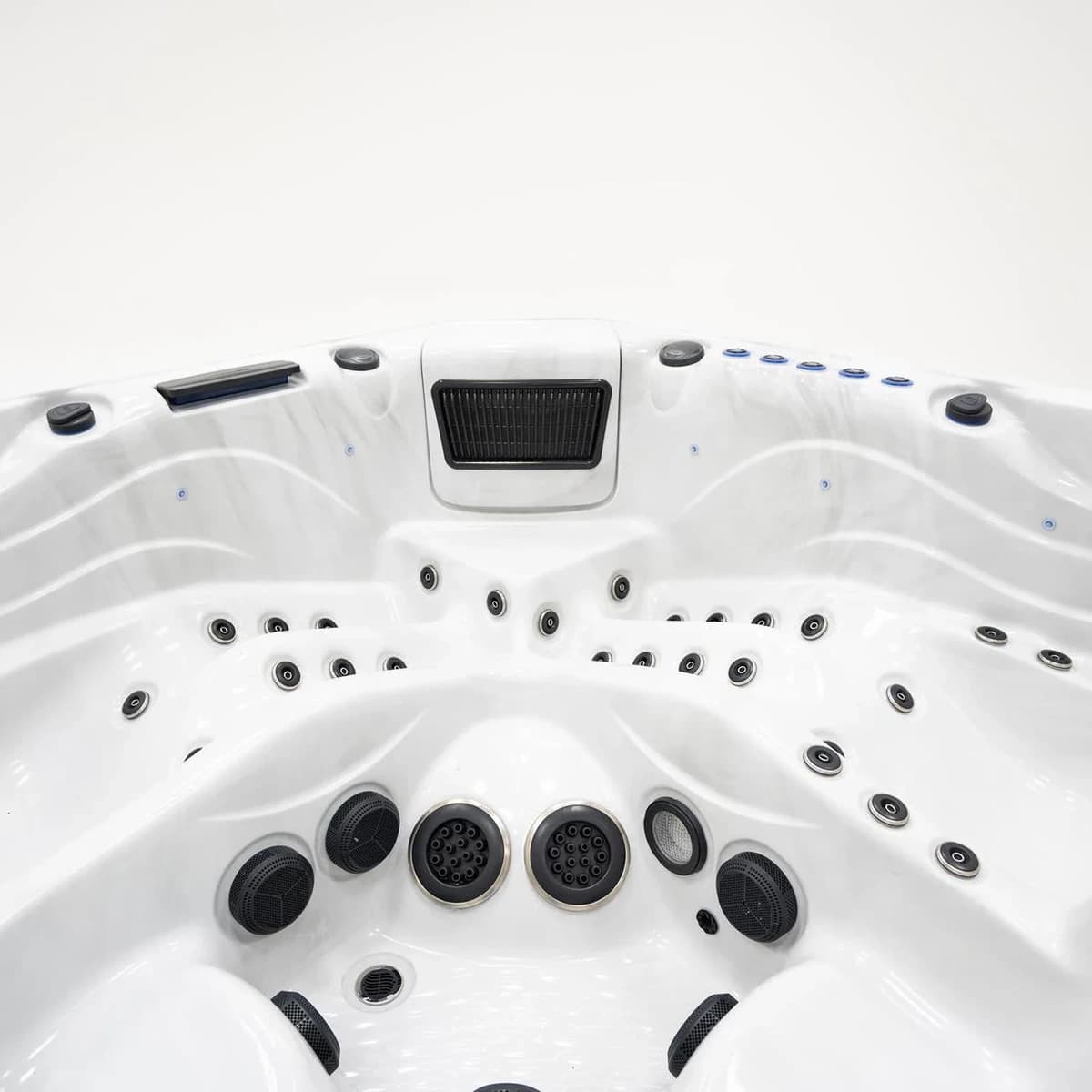 Platinum Spas Barcelona hot tub seating and jet layout close-up