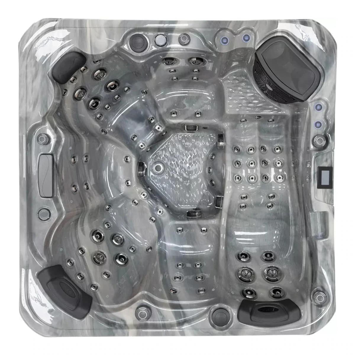 Platinum Spas Infinity Hot Tub, empty top-down view showing the interior and jets on a white background