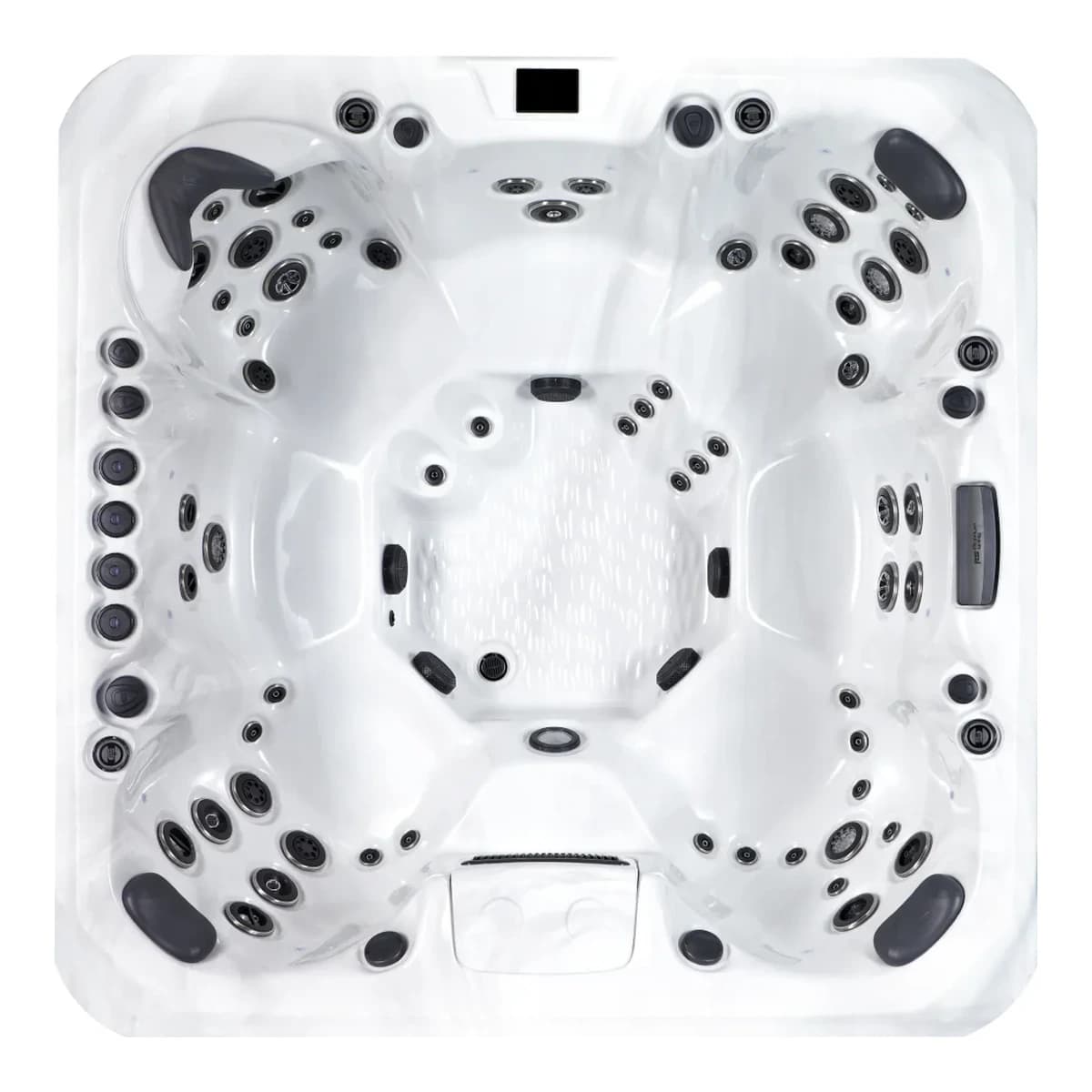 Platinum Spas Oslo Hot Tub, empty top-down view showing the interior and jets on a white background