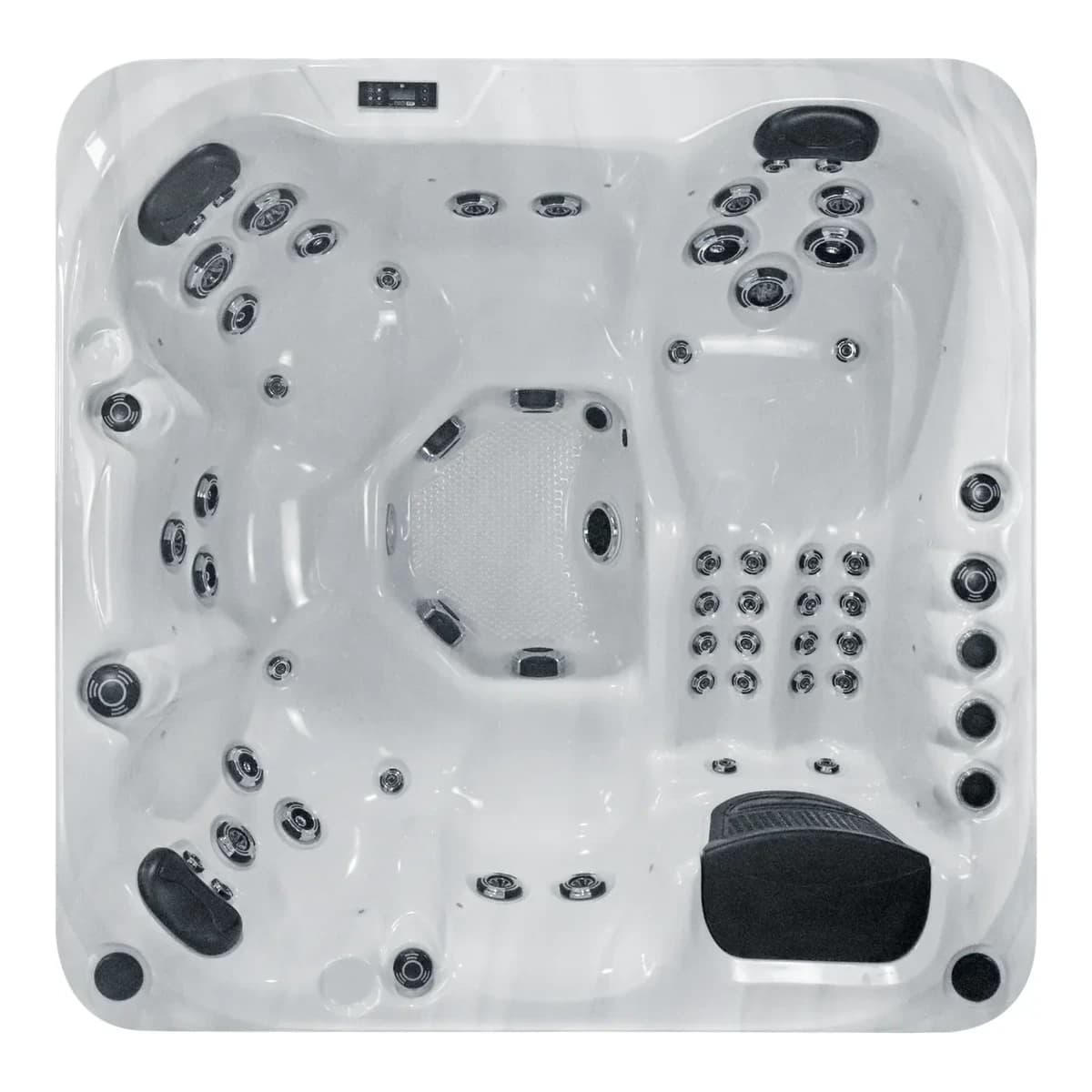 Platinum Spas Refresh Hot Tub, empty top-down view showing the interior and jets on a white background