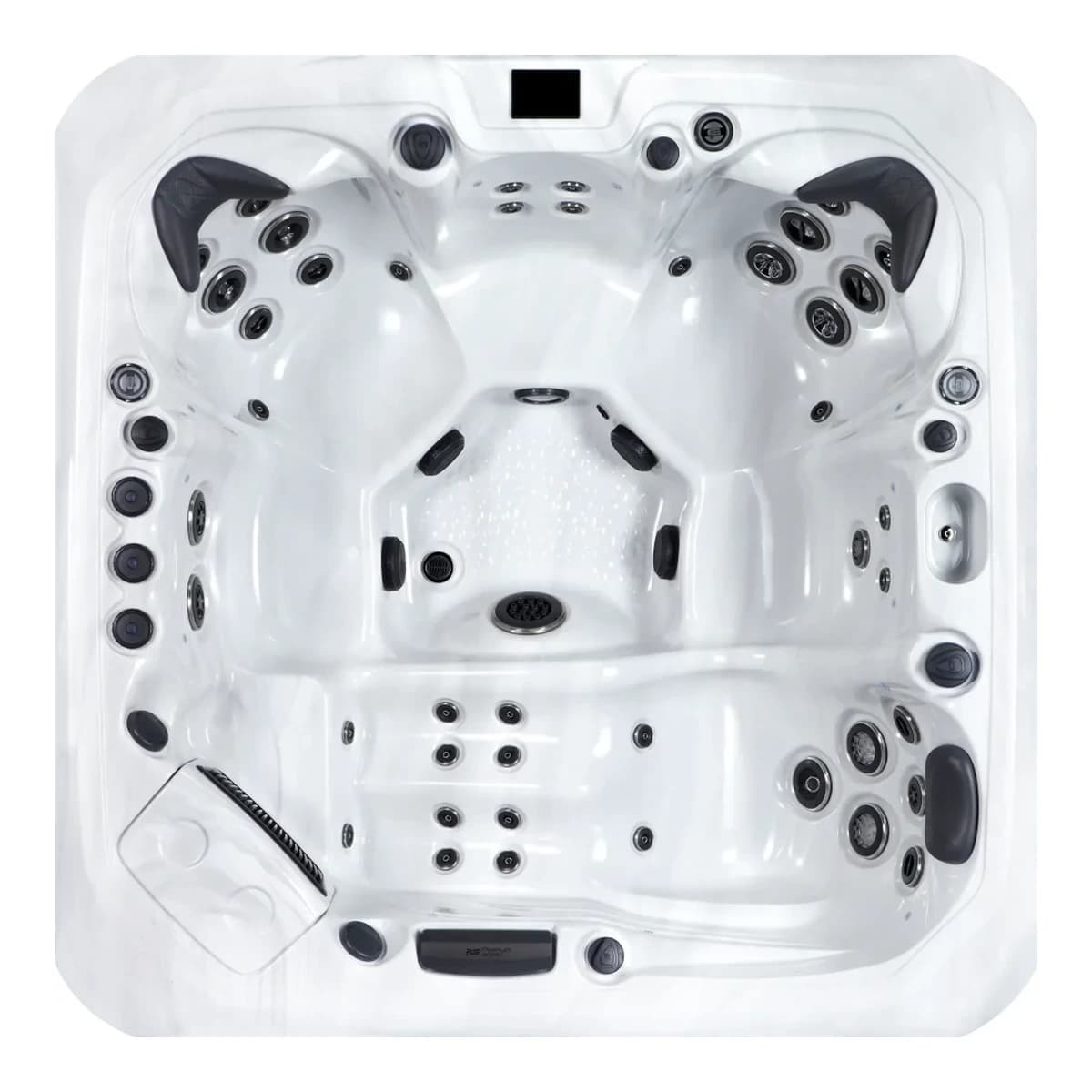 Platinum Spas Santorini Hot Tub, empty top-down view showing the interior and jets on a white background