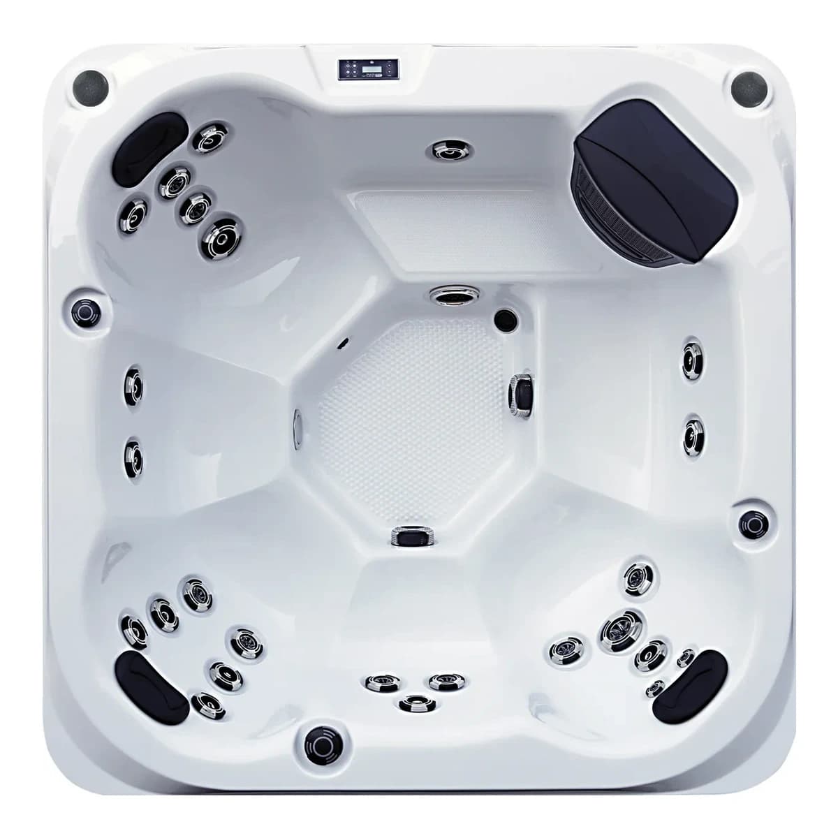 Platinum Spas St Tropez Hot Tub, empty top-down view showing the interior and jets on a white background