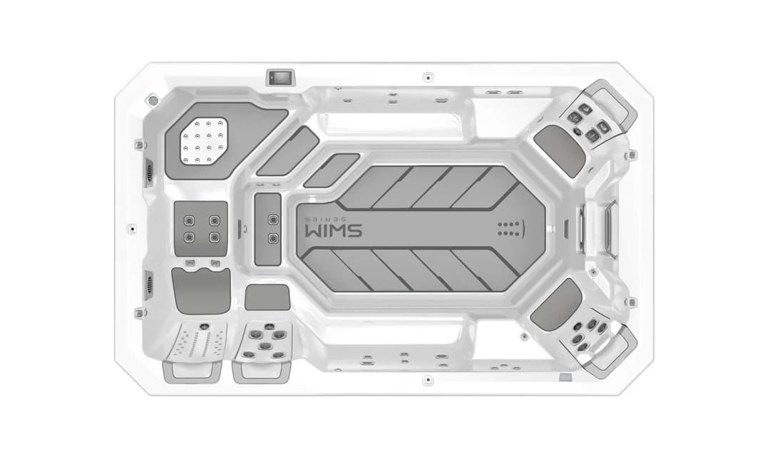 Bullfrog Spas S150 Swim Spa, empty top-down view showing the interior and jets on a white background