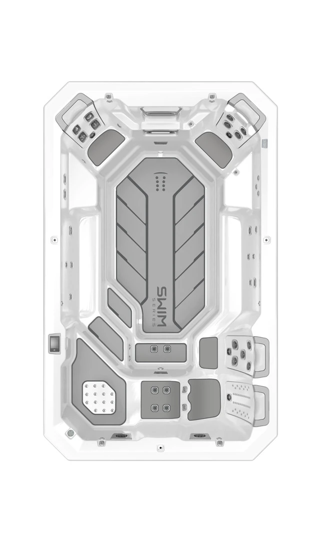 Bullfrog Spas S150 Swim Spa, empty top-down view showing the interior and jets on a white background