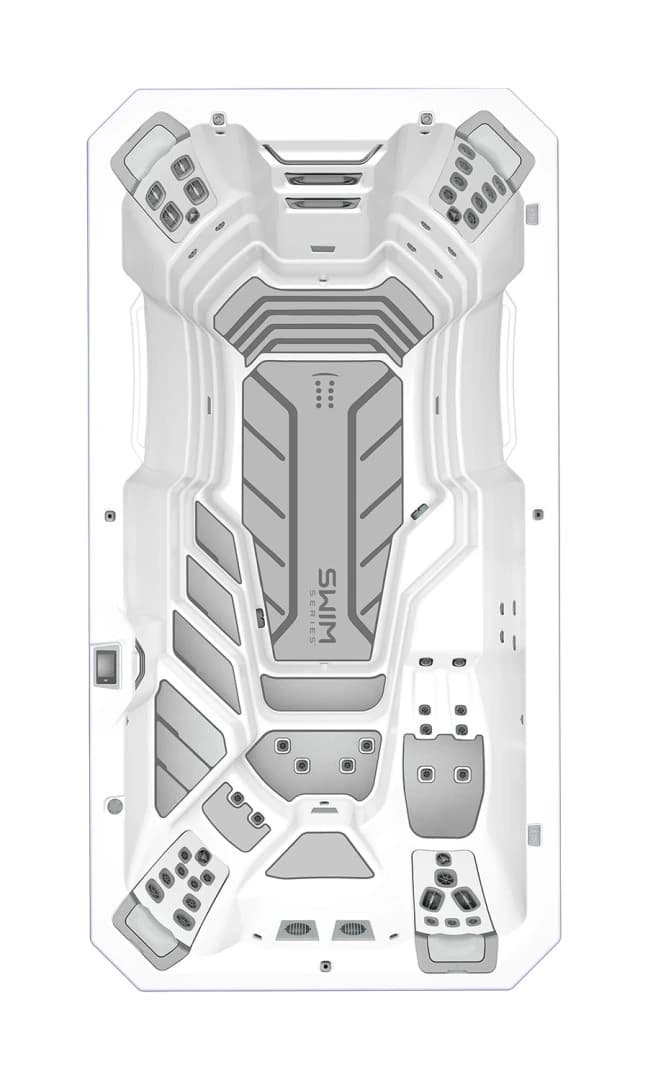 Bullfrog Spas S180XD Swim Spa, empty top-down view showing the interior and jets on a white background