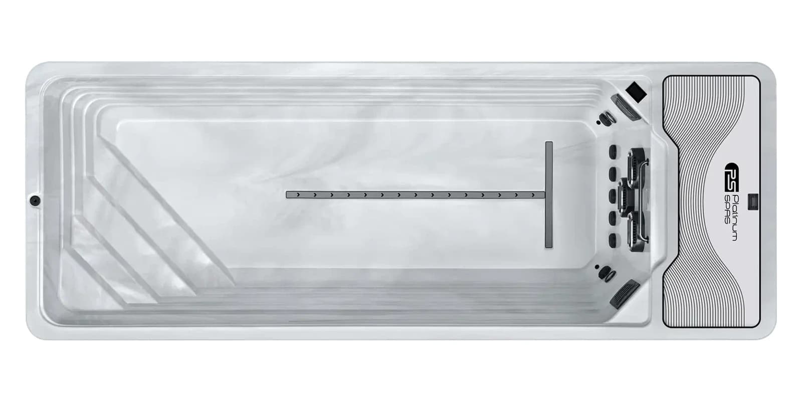 Platinum Spas Atlas Mini Pool, empty top-down view showing the interior and jets on a white background