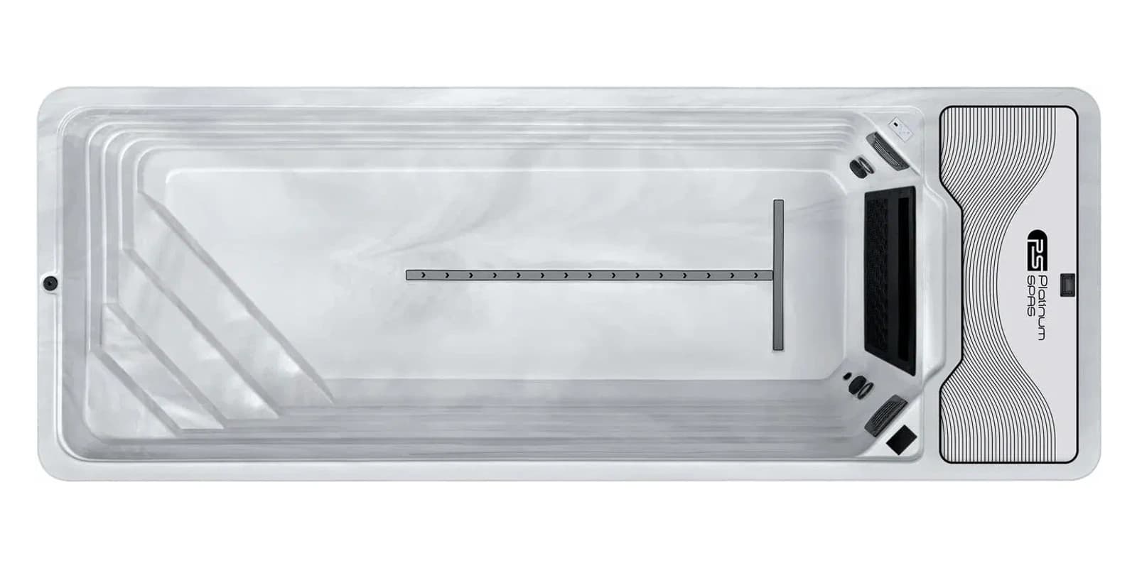 Platinum Spas Atlas Pro Mini Pool, empty top-down view showing the interior and jets on a white background