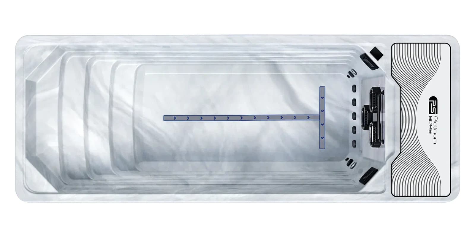 Platinum Spas Chronos, empty top-down view showing the interior and jets on a white background