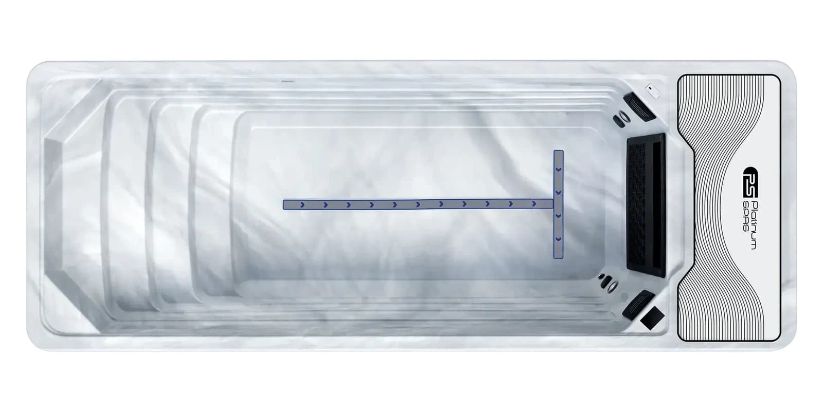 Platinum Spas Chronos Pro, empty top-down view showing the interior and jets on a white background