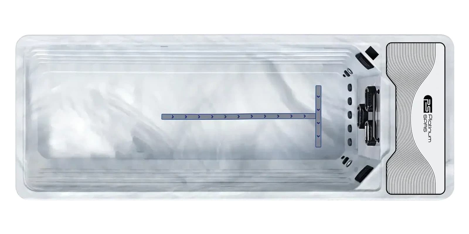 Platinum Spas Hades, empty top-down view showing the interior and jets on a white background