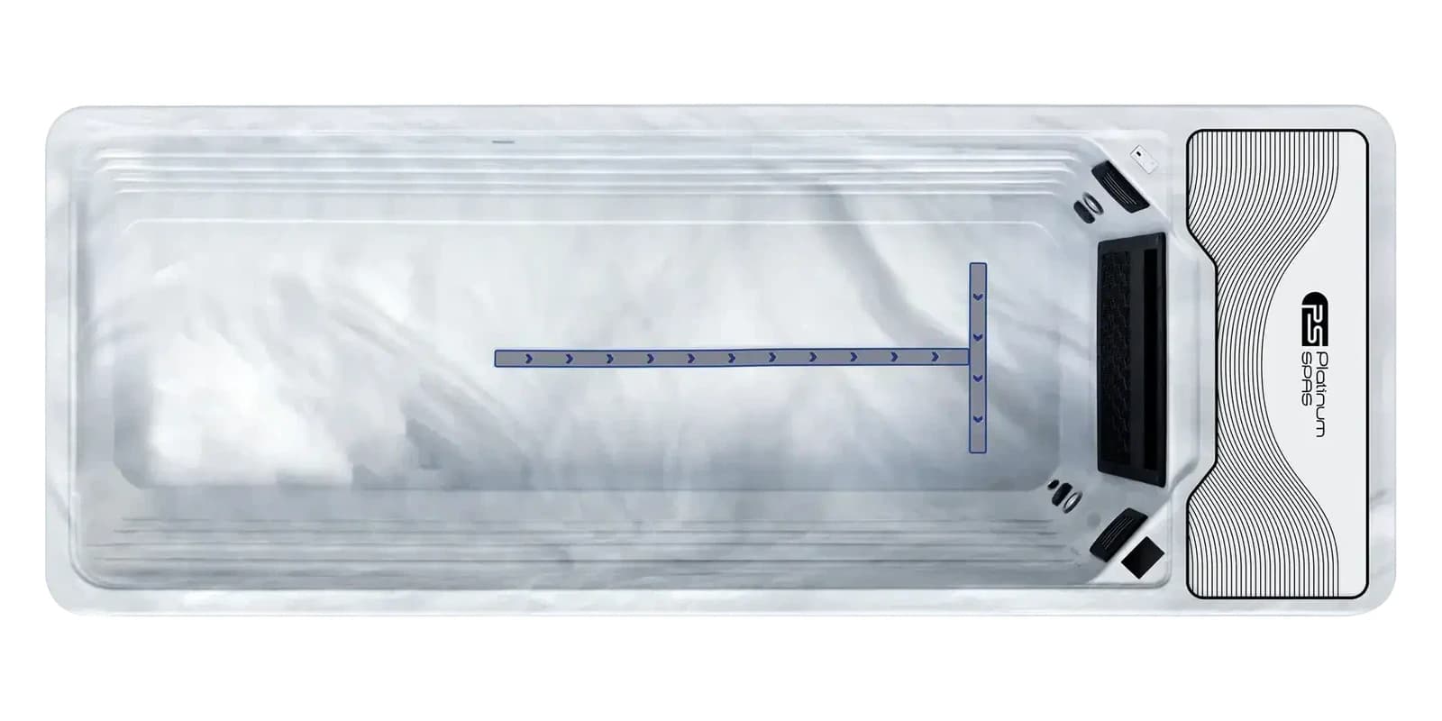 Platinum Spas Hades Pro, empty top-down view showing the interior and jets on a white background