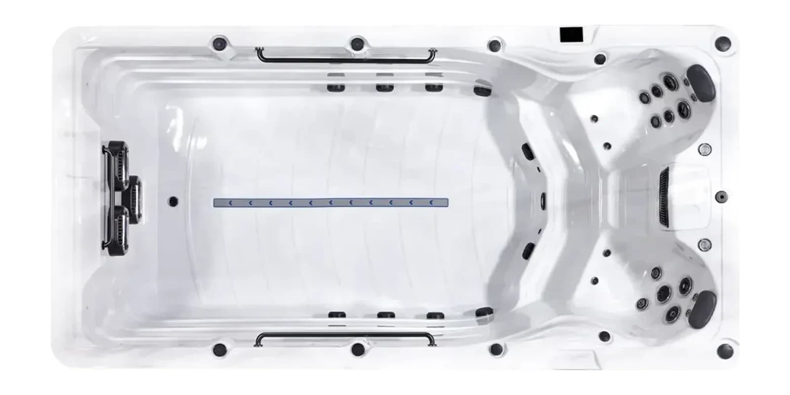 Platinum Spas Eros, empty top-down view showing the interior and jets on a white background