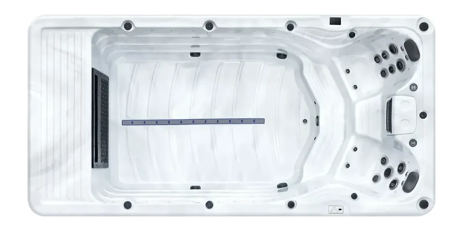 Platinum Spas Eros Pro, empty top-down view showing the interior and jets on a white background