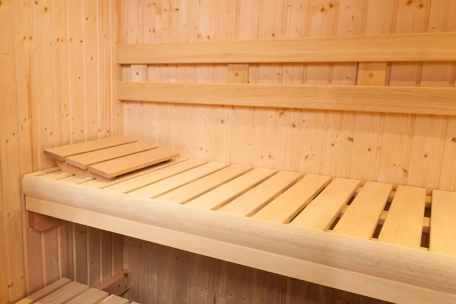 Finnleo sauna wood walls and bench detail