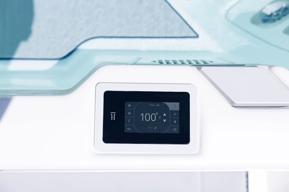 Bullfrog touch-screen control showing 100 degrees